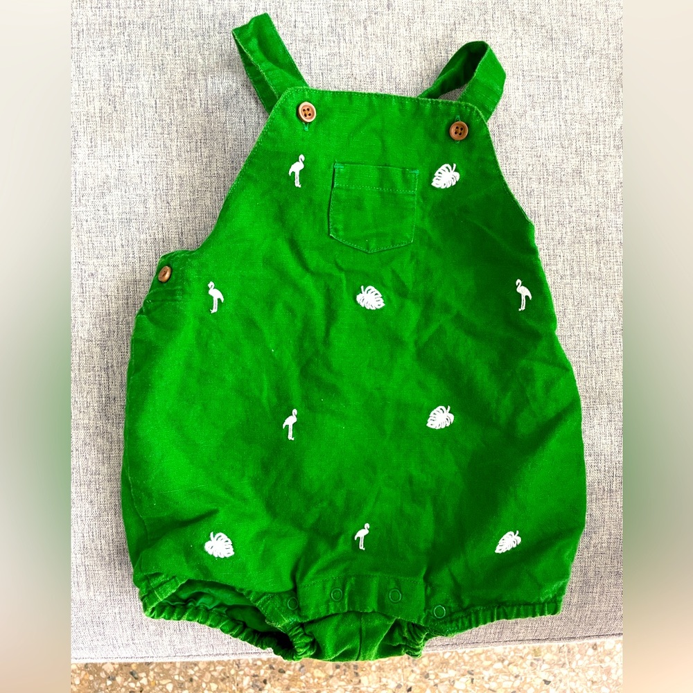 J&J Green tropics overall romper